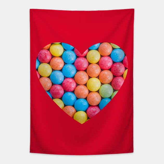 Sweet and Sour Candy Sugar Tarts Photo Heart Tapestry by love-fi