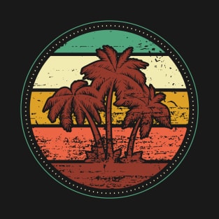 Palm Tree Vintage Retro Style Tropical Beach Sunset T-Shirt