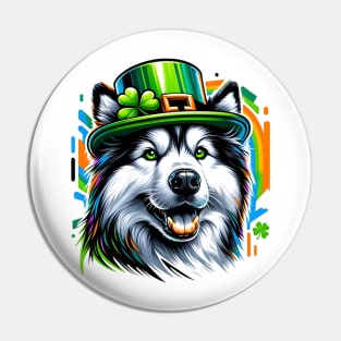 Yakutian Laika Celebrates St Patrick's Day with Style Pin