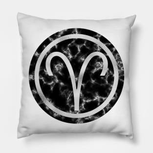 Black Marble Zodiac - Aries Pillow