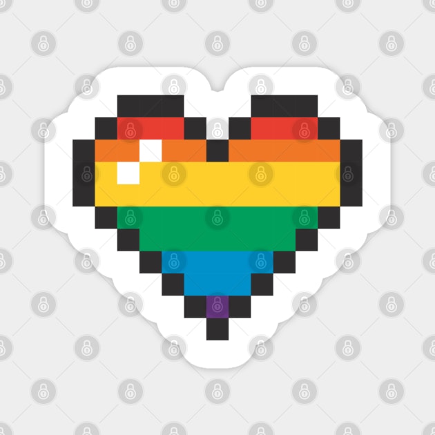 HEART PRIDE PIXEL ART LGBT LOVE Magnet by revolutionlove