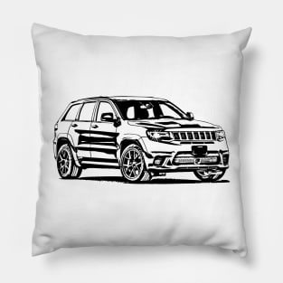 Cherokee Trackhawk Sketch Art Pillow