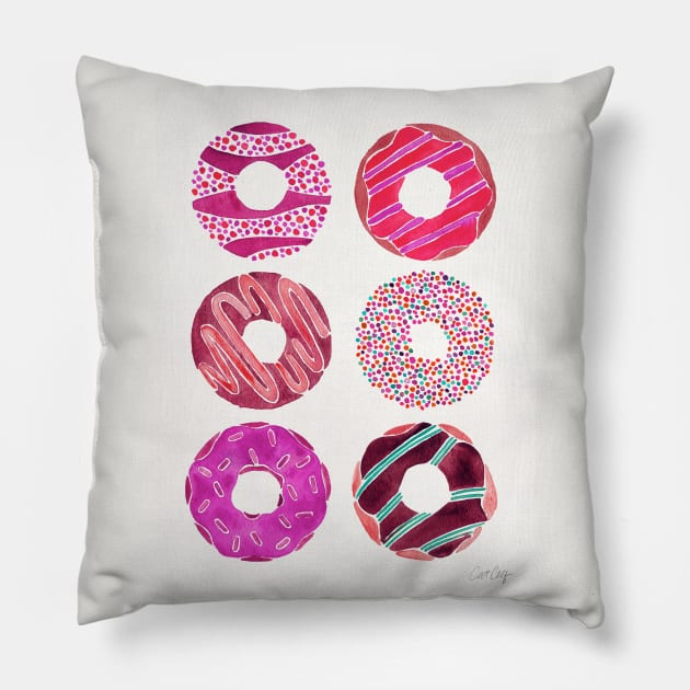 Donuts Magenta Pillow by CatCoq