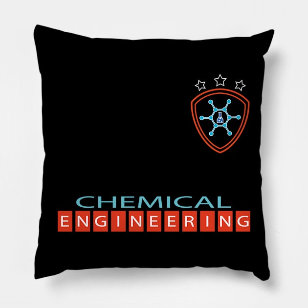 Chemical engineer logo chemistry engineering text Pillow by PrisDesign99