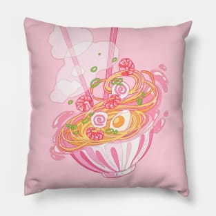 The cute pink ramen bowl with shrimps and noodle Pillow