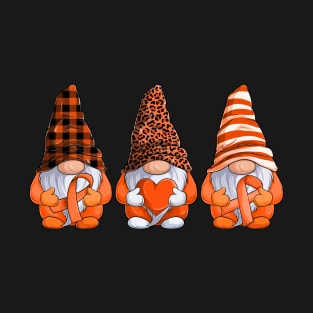 Leopard Buffalo Plaid Three Gnomes and Orange Ribbon T-Shirt