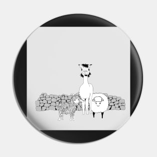 Farm animals by stone wall Pin