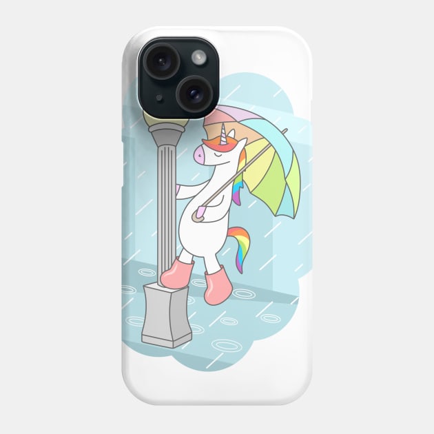 Unicorn Singin In The Rain Phone Case by sombrasblancas