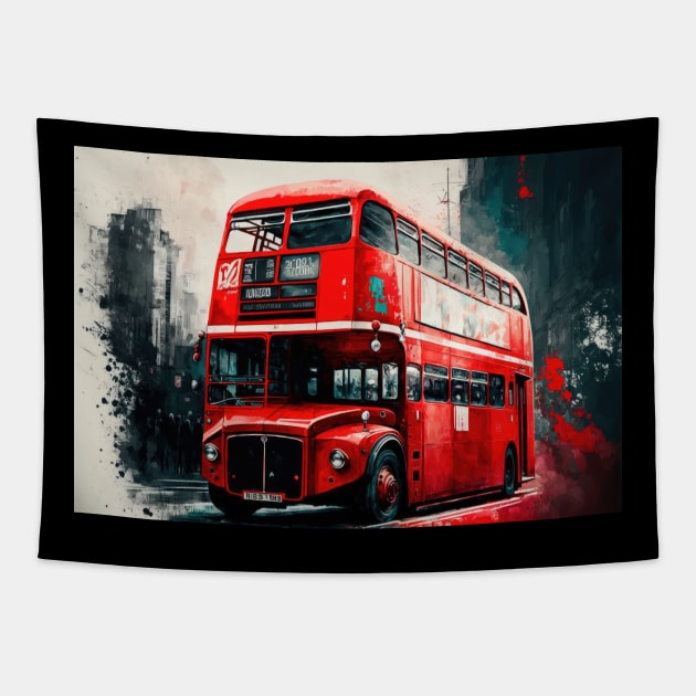 London Bus Tapestry by Buff Geeks Art