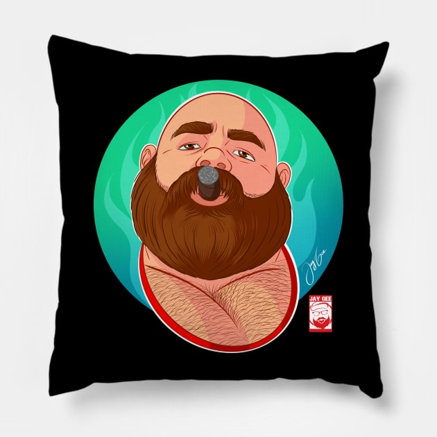 Cigar daddy Pillow by JayGeeArt