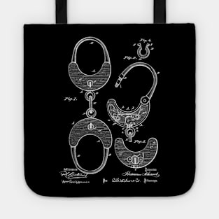 Hand-Cuff Vintage Patent Hand Drawing Tote