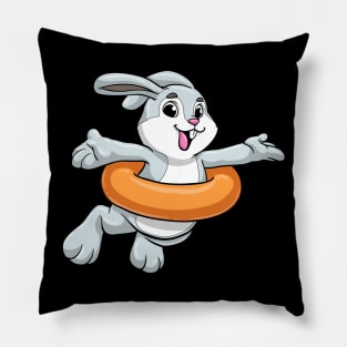 Rabbit at Swimming with Swimming ring Pillow