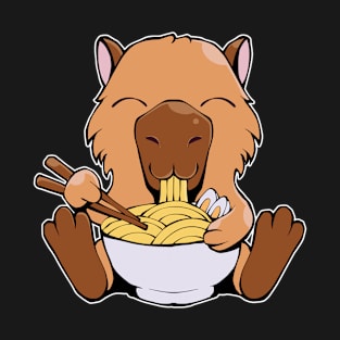 Capybara Eating Ramen Anime Capy Kawaii Japanese Cartoon T-Shirt