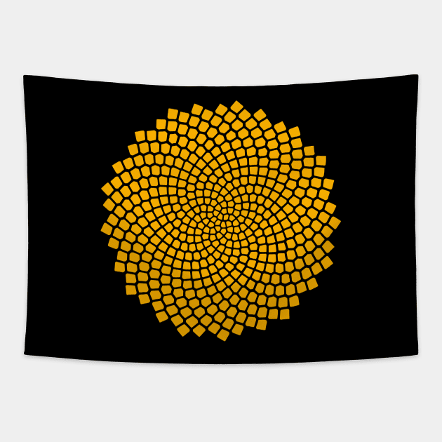 Sunflower Fibonacci Seed Spiral - Golden Tapestry by dreambeast.co