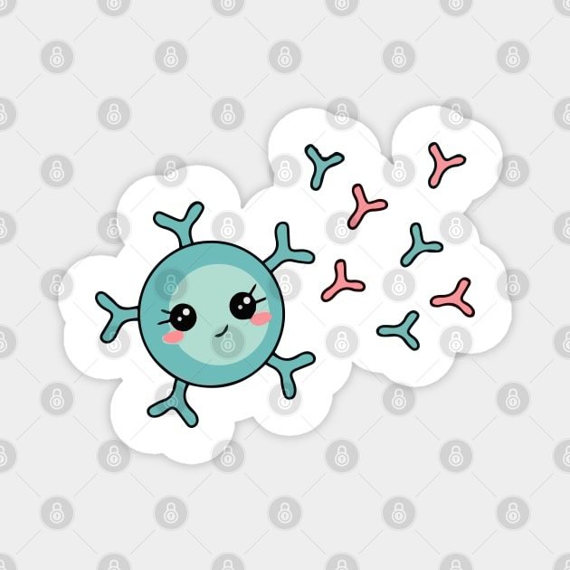 Cute B cell and Antibodies Magnet by labstud