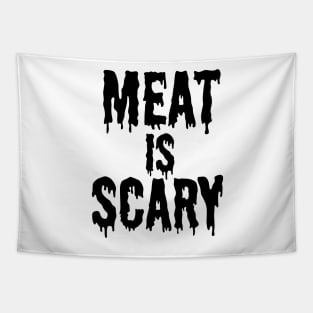 MEAT IS SCARY - Vegan Halloween Costume - Black on Orange Tapestry