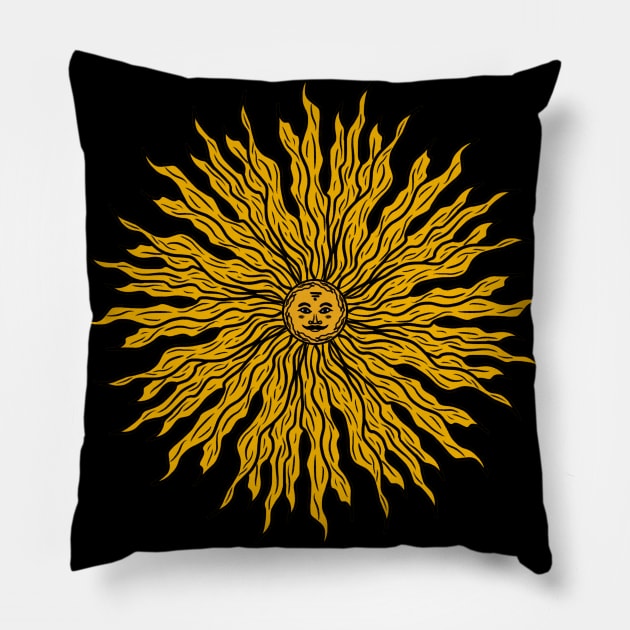 Spiritual Celestial Sun Pillow by Mixmediarts 