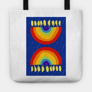 Rainbow Chanukiah Dark Blue Print Tote