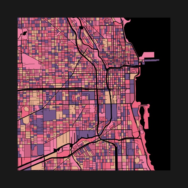 Chicago Map Pattern in Purple & Pink by PatternMaps