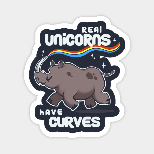 Chubby Real Unicorns - Funny Inspirational Quote - Cute Rhinoceros Magnet by BlancaVidal