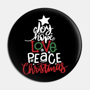 Joy Hope Love Peace Christmas Pin