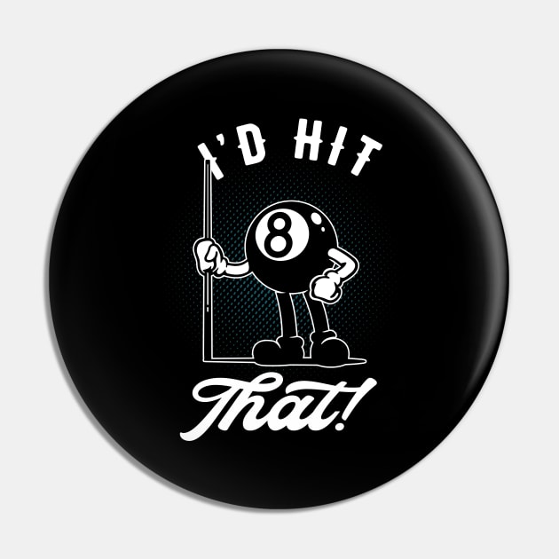 Billiard Cue Sports Funny 8-Ball Cartoon Pool Pin by Foxxy Merch