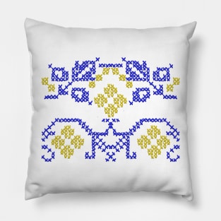 Ukrainian motive. Folk embroidery yellow blue Pillow