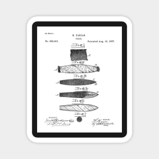 Cigar Making Patent - Cigar Smoker Smoke Tobacco Shop Art - White Magnet