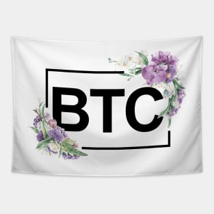 Bitcoin Orchid Border Black Tapestry