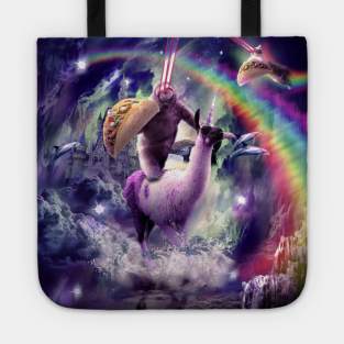 Rainbow Laser Sloth On Llama Unicorn Eating Taco Tote