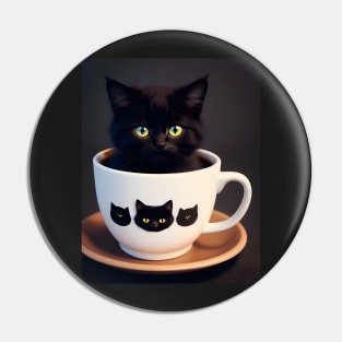 Adorable Black Cat Illustration- Modern Digital Art Pin