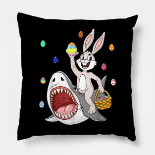 Easter Bunny Riding Shark Funny Eggs Basket Boys Girls Kids Pillow