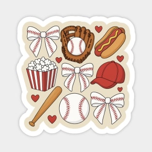 Coquette Baseball Bow | Cute Game Day Gift for Girls, Cheer Moms & Baseball Mamas Magnet