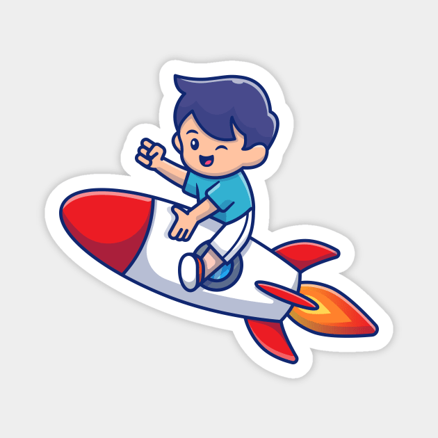 Cute Kid Riding Rocket Magnet by Catalyst Labs