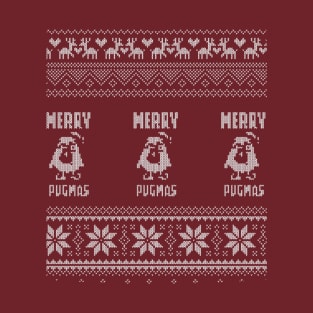 Merry Pugmas Ugly Christmas Design T-Shirt