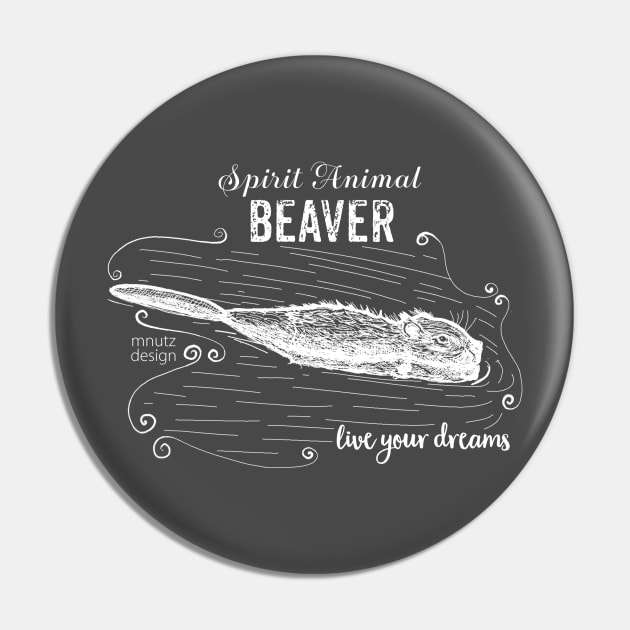 Spirit animal Beaver white Pin by mnutz