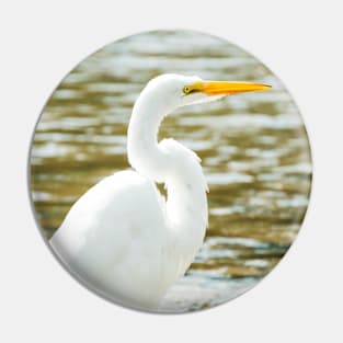 Egret in a Stream Photograph Pin