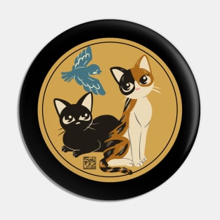 Cats meet the bird Pin