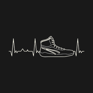 Wrestling Shoe. Heart. Love. EKG. Pulse. Beat. T-Shirt