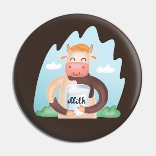 cow holding milk Pin