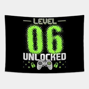 Level 6 Unlocked Video Gamer 6th Birthday Gamer Tapestry