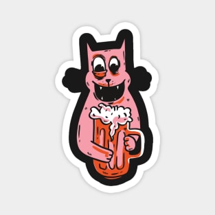 cat beer, cat drinking beer, beer cat, drinking cat, beer, cat, beer drinking gift, drinking animal Magnet