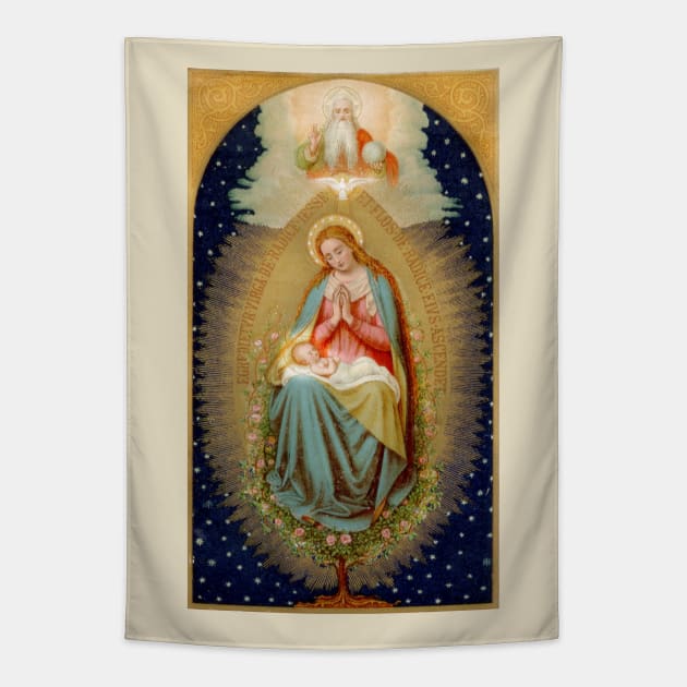 Blessed Virgin Mary Root of Jesse Holy Card Tapestry by Catholicamtees