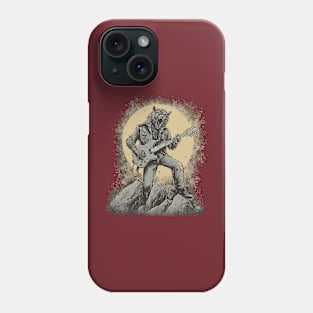 Angry wolf playing guitar Phone Case