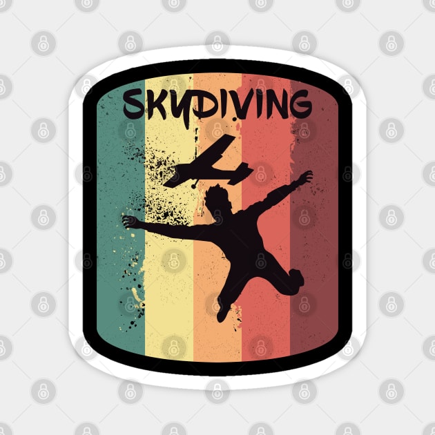 Vintage Skydiving Plane Jumping Parachute Gift Magnet by RK Design