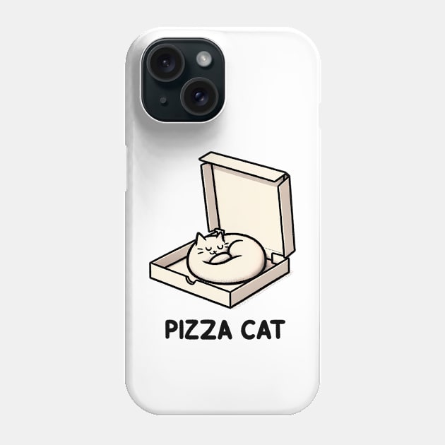 Funny Cute Cat Sleeping inside Pizza Box Phone Case by dukito