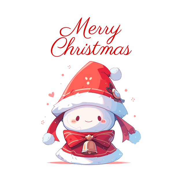 Merry Christmas red bell with ribbon by DemoArtMode