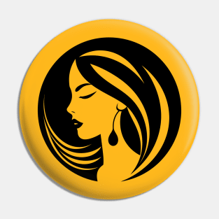 woman hair salon logo design t-shirt Pin