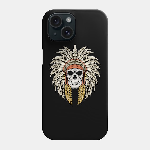 Skull With Headdress Native American Halloween Phone Case by fromherotozero