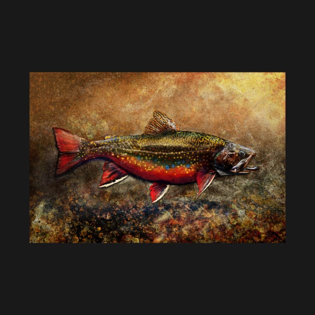 Spawning Male Brook Trout Illustration by fishweardesigns
